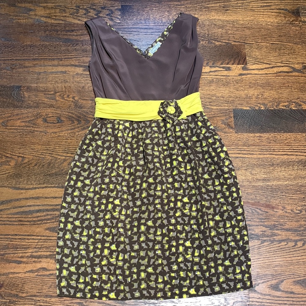 Baraschi sz 4 brown and yellow dress